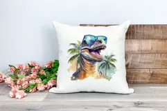 Summer Vibes T-Rex/Tyrannosaurus Watercolor PNG Sublimation Product Image 2