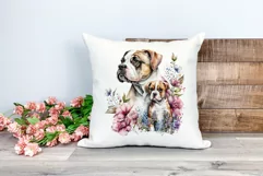 Mother and Puppy Dog Watercolor Clipart - Sublimation PNG Product Image 2