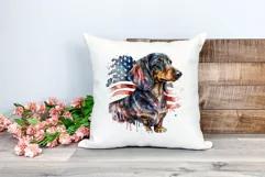 Patriotic Dachshund Dog Watercolor ClipArt, PNG Sublimation Product Image 2