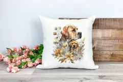 Mother and Puppy Dog Watercolor Clipart - Sublimation PNG Product Image 2