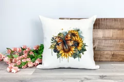 Watercolor Butterfly and Sunflowers PNG for Sublimation Product Image 2
