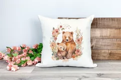 Watercolor Mother and Baby Bear PNG for Sublimation Product Image 2