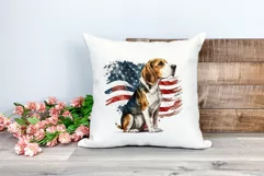 Patriotic Beagle Dog Watercolor Clip Art, PNG Sublimation Product Image 2
