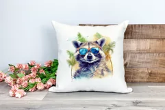 Summer Vibes Raccoon Watercolor PNG for Sublimation Product Image 2