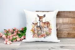 Watercolor Deer Mom and Baby Clipart PNG for Sublimation Product Image 2