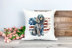 Patriotic Poodle Dog Watercolor Clip Art, PNG Sublimation Product Image 2
