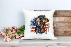 Patriotic Dachshund Dog Watercolor ClipArt, PNG Sublimation Product Image 2