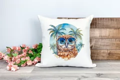 Summer Vibes Owl Watercolor PNG Clipart for Sublimation Product Image 2