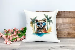 Summer Vibes Raccoon Watercolor PNG for Sublimation Product Image 2