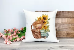 Cute Baby Highland Cow and Sunflowers Watercolor Sublimation Product Image 2
