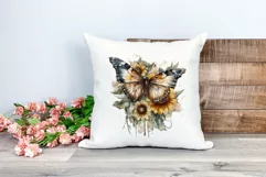 Watercolor Butterfly and Sunflowers PNG for Sublimation Product Image 2