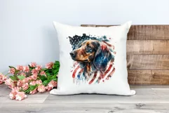Patriotic Dachshund Dog Watercolor ClipArt, PNG Sublimation Product Image 2