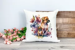 Mother and Puppy Dog Watercolor Clipart - Sublimation PNG Product Image 2