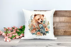 Watercolor Mother and Baby Bear PNG for Sublimation Product Image 2