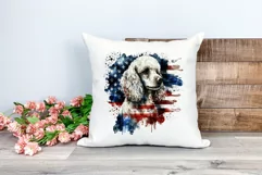 Patriotic Poodle Dog Watercolor Clip Art, PNG Sublimation Product Image 2