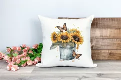 Sunflowers in Bucket Watercolor PNG for Sublimation Product Image 2