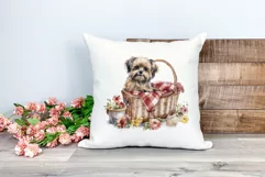 Spring Morkie Dog Breed Watercolor Clipart PNG Sublimation Product Image 2