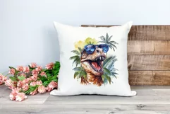 Summer Vibes T-Rex/Tyrannosaurus Watercolor PNG Sublimation Product Image 2