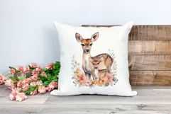 Watercolor Deer Mom and Baby Clipart PNG for Sublimation Product Image 2