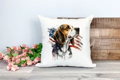 Patriotic Beagle Dog Watercolor Clip Art, PNG Sublimation Product Image 2