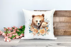 Watercolor Mother and Baby Bear PNG for Sublimation Product Image 2