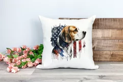 Patriotic Beagle Dog Watercolor Clip Art, PNG Sublimation Product Image 2