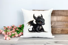 Cute Black Baby Dragon Clipart PNG for Sublimation Product Image 2
