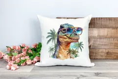 Summer Vibes T-Rex/Tyrannosaurus Watercolor PNG Sublimation Product Image 2