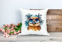 Summer Vibes Owl Watercolor PNG Clipart for Sublimation Product Image 2
