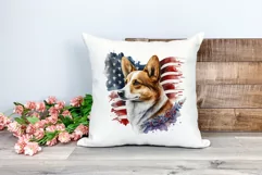Patriotic Corgi Dog Watercolor ClipArt, PNG Sublimation Product Image 2