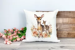 Watercolor Deer Mom and Baby Clipart PNG for Sublimation Product Image 2
