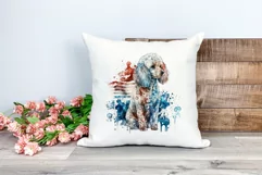 Patriotic Poodle Dog Watercolor Clip Art, PNG Sublimation Product Image 2
