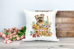 Spring Morkie Dog Breed Watercolor Clipart PNG Sublimation Product Image 2