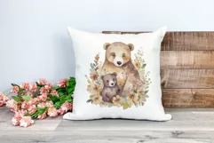 Watercolor Mother and Baby Bear PNG for Sublimation Product Image 2