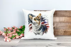 Patriotic Corgi Dog Watercolor ClipArt, PNG Sublimation Product Image 2