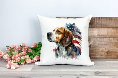 Patriotic Beagle Dog Watercolor Clip Art, PNG Sublimation Product Image 2