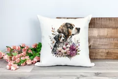 Mother and Puppy Dog Watercolor Clipart - Sublimation PNG Product Image 2