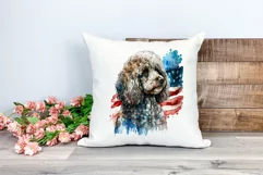 Patriotic Poodle Dog Watercolor Clip Art, PNG Sublimation Product Image 2