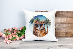 Summer Vibes Owl Watercolor PNG Clipart for Sublimation Product Image 2