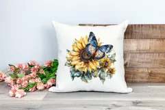 Watercolor Butterfly and Sunflowers PNG for Sublimation Product Image 2