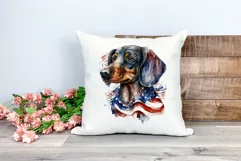 Patriotic Dachshund Dog Watercolor ClipArt, PNG Sublimation Product Image 2