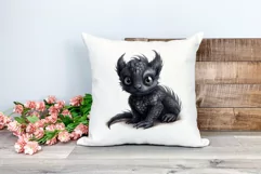Cute Black Baby Dragon Clipart PNG for Sublimation Product Image 2