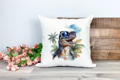 Summer Vibes T-Rex/Tyrannosaurus Watercolor PNG Sublimation Product Image 2