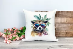 Summer Vibes Raccoon Watercolor PNG for Sublimation Product Image 2