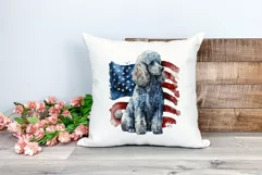 Patriotic Poodle Dog Watercolor Clip Art, PNG Sublimation Product Image 2