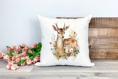 Watercolor Deer Mom and Baby Clipart PNG for Sublimation Product Image 2