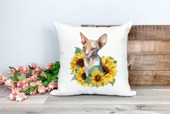 Sphynx Cat and Sunflowers Watercolor PNG for Sublimation Product Image 2