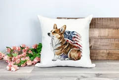 Patriotic Corgi Dog Watercolor ClipArt, PNG Sublimation Product Image 2