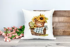 Cute Baby Highland Cow and Sunflowers Watercolor Sublimation Product Image 2