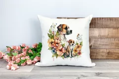 Mother and Puppy Dog Watercolor Clipart - Sublimation PNG Product Image 2